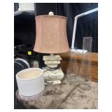 Shabby chic style table lamp, Allen + Roth white
