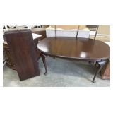 Large Solid Dark Wooden Dining Table w/ 2 Leaves