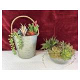 Artificial succulent arrangements.
