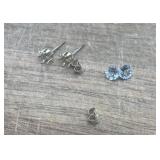 Sterling Silver Stud Settings w/Aquamarine Stones
