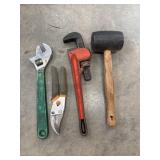 Pipe wrench featuring "Drop Forged Jaws" stamped