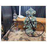 Wrought iron tricycle plant stand,  tabletop