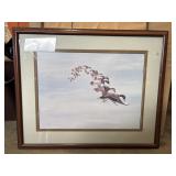 Framed print mallard ducks in flight