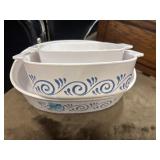 Vintage "Ocean View"  Corning Ware dishes.