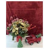 Bundle: festive arrangement, truck, and small