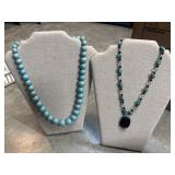 Necklace features turquoise nuggets paired with
