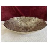 Glass serving bowl in gold-leaf pinecone pattern