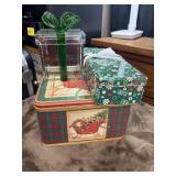 Festive clear acrylic gift box, and festive tins