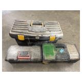 Bundle of 3 misc toolboxes. Contents included.