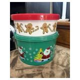 Set of festive plastic holiday storage