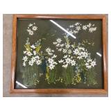 1970s Daisies Needle point framed art