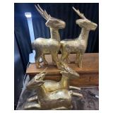 4 Vintage Paper Mache Reindeer Figurines.