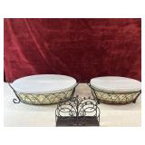 Temp-tations oval baking dishes with wire holder