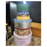 6 Set of holiday tins for holding items.