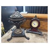 Bronze potpourri urn and mantel clock