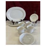 Pfaltzgraff Platters, mugs, saucers and bowl.