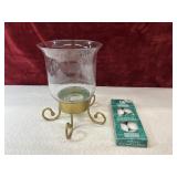 Hurricane candle holder, and tea light candles,