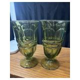 2 Fostoria Argus green footed ice tea tumblers