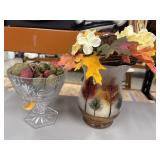 Fall crackle glass candle holder and candy dish