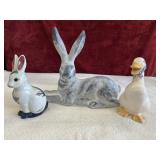 Large Grey-toned Rabbit, Hand-painted, Glazed