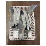Bundle of galvanized steel joist hangers.