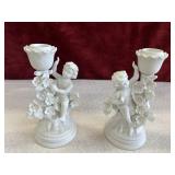 Andrea by Sadek cherub porcelain candle holders