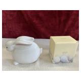 Lenox bunny shakers and Studio 33 bunny figurine.