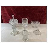 Crystal candy dishes, candle holders, and more