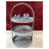 Galvanized 3Tiered Stand And Rooster shakers