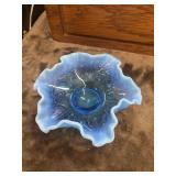 Vintage Fenton "Icy Blue" carnival glass bowl