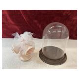 Display glass dome and wedding bell cake topper