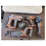 Set of used RIDGID 18-volt power tools