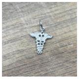 Sterling silver caduceus medical symbol charm