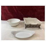 Casserole Dish Wiht Metal Stand,bowls And Platter