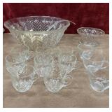 "Feather" pattern punch bowl set