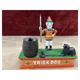 Cast iron "Trick Dog" mechanical coin bank