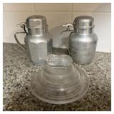 2 Aluminum Vintage Karo Syrup Bottles & Peanuts