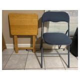 Fabric-upholstered metal folding chair, natural