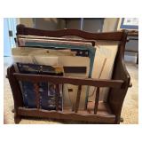 Wood magazine holder with cross stitch and