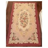Vintage Pink Floral Hand Hooked Rug
