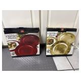2 Boxes of Charger Plates Red & Gold 8pc Per Box