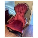 Antique Balloon Back Parlor Chair with Maroon Red