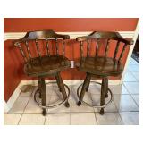 Two 1980s Colonial/Early American Style Swivel