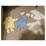 Crochet baby girl bonnets and booties and
