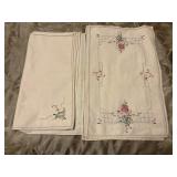 Vintage hand-embroidered white linen placemat