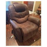Brown Suede Leather Power Life Recliner Chair