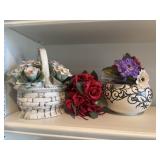 Vintage Italian ceramic basket vase from Bassano,