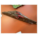 Crawfish on Driftwood Segment, Nautical Decor