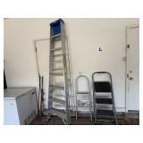 3 ladders. 2 step stools and one 10ft. ladder.