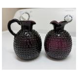 Vintage Amethyst Purple Hobnail Glass Cruets Hand